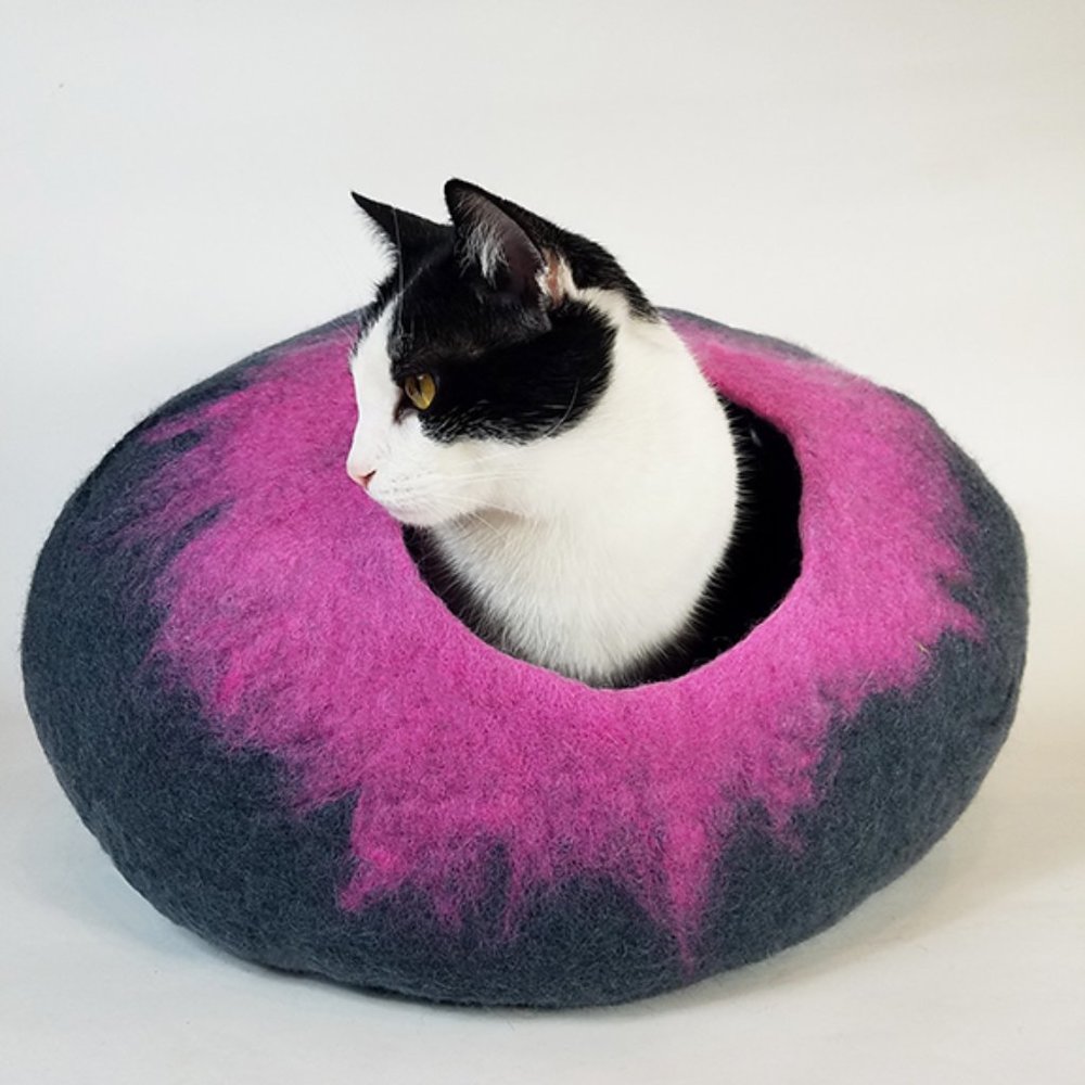 Gray and Pink Cat Cave | Pet Bed